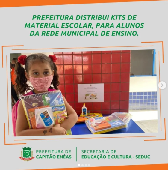 Prefeitura de Capitão Enéas distribui kit’s de material escolar para alunos da Rede Municipal de Ensino