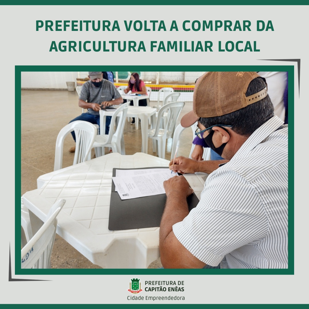 PREFEITURA VOLTA A COMPRAR DA AGRICULTURA FAMILIAR LOCAL
