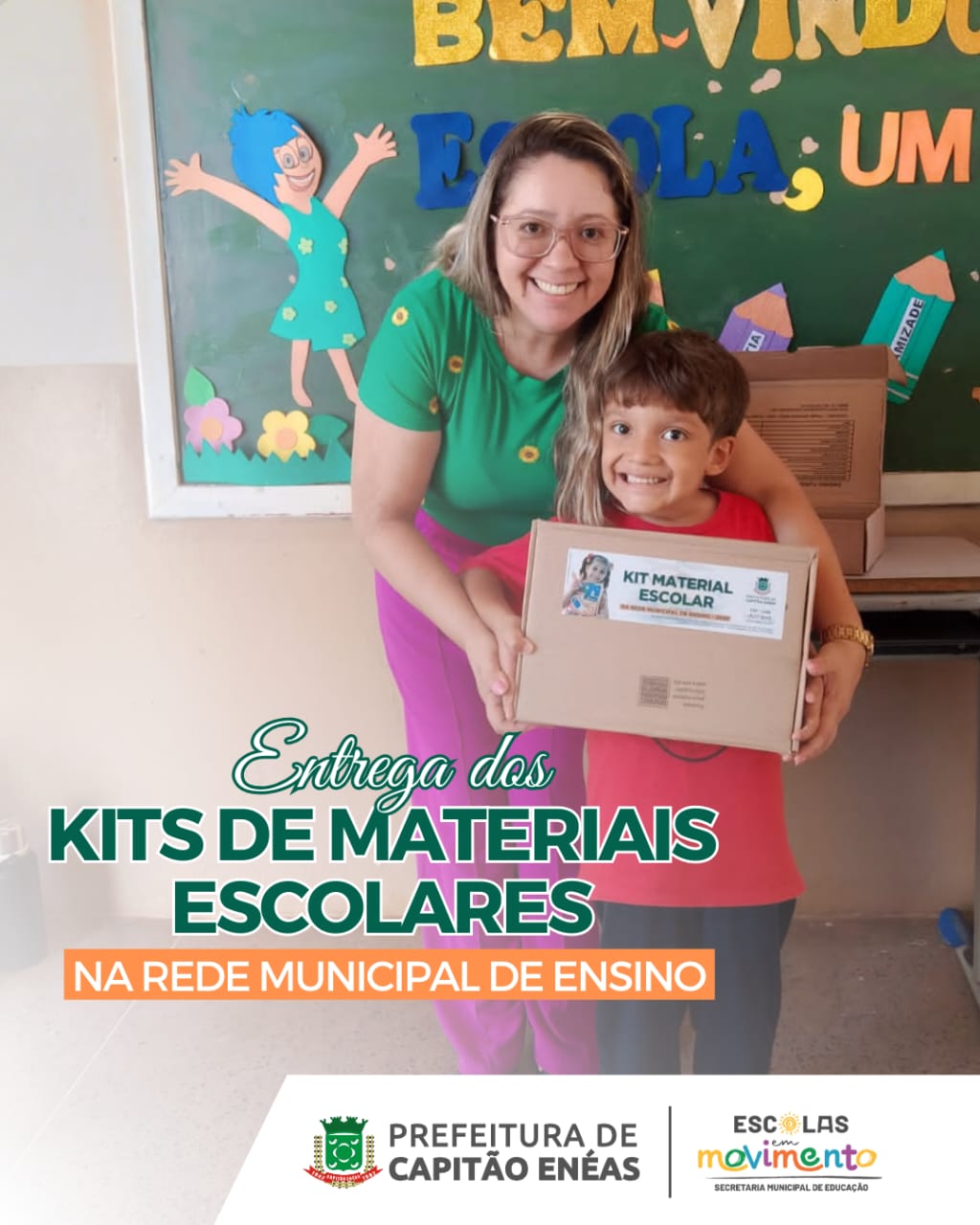 Prefeitura de Capitão Enéas reforça compromisso com a educação e entrega Kits de Materiais Escolares aos alunos da rede municipal