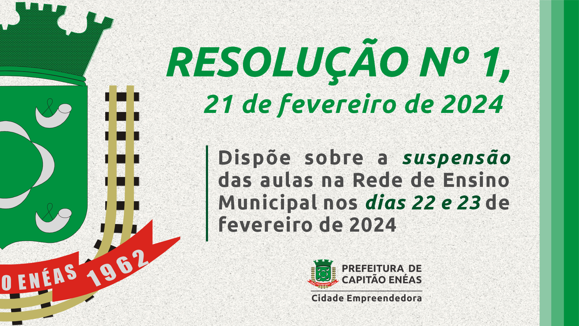 RESOLUÇÃO Nº 1 – SUSPENSÃO DE AULAS REDE MUNICIPAL