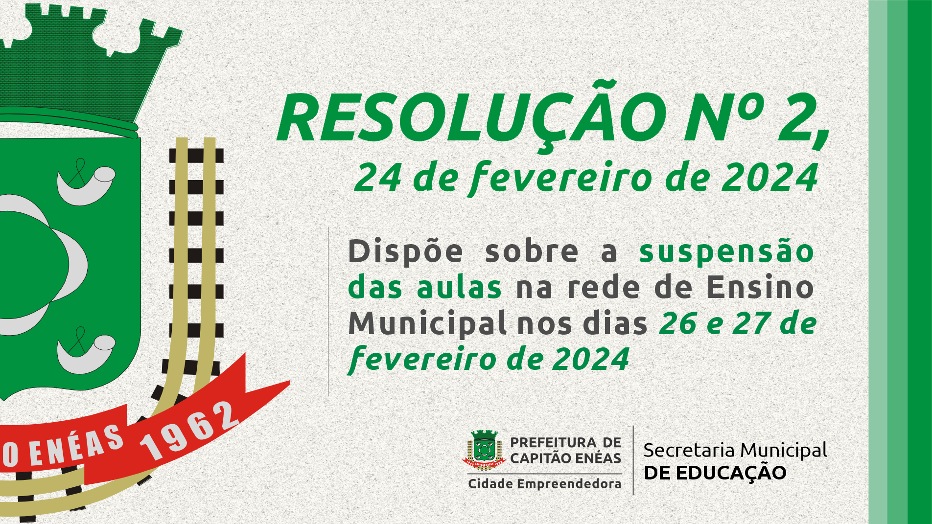 RESOLUÇÃO Nº 2 – SUSPENSÃO DE AULAS REDE MUNICIPAL