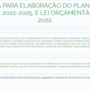 COLETA PÚBLICA DE PROPOSTAS PARA ELABORAÇÃO DO PPA / LOA