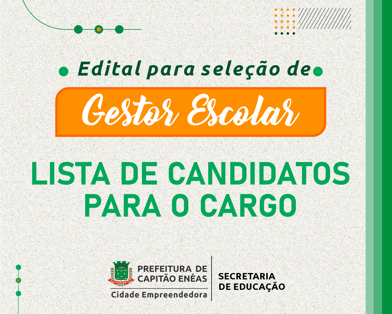 LISTA DE CANDIDATOS PARA O CARGO DE GESTOR ESCOLAR