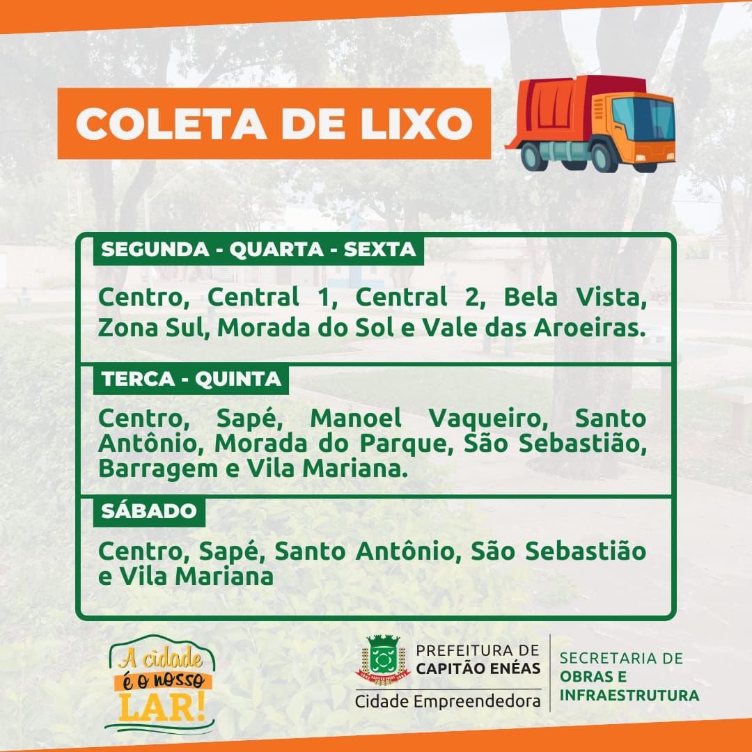 CRONOGRAMA – COLETA DE LIXO